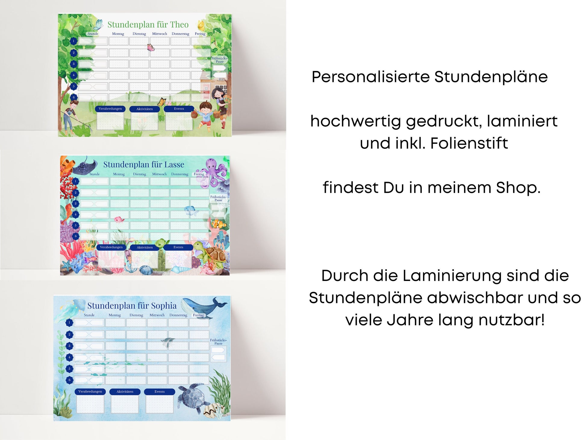 Stundenplan mit Namen personalisierbar I Tagesplan Schule Sofort-Download I Kinder Geburtstag Geschenk I Stundenplan digital für Goodnotes