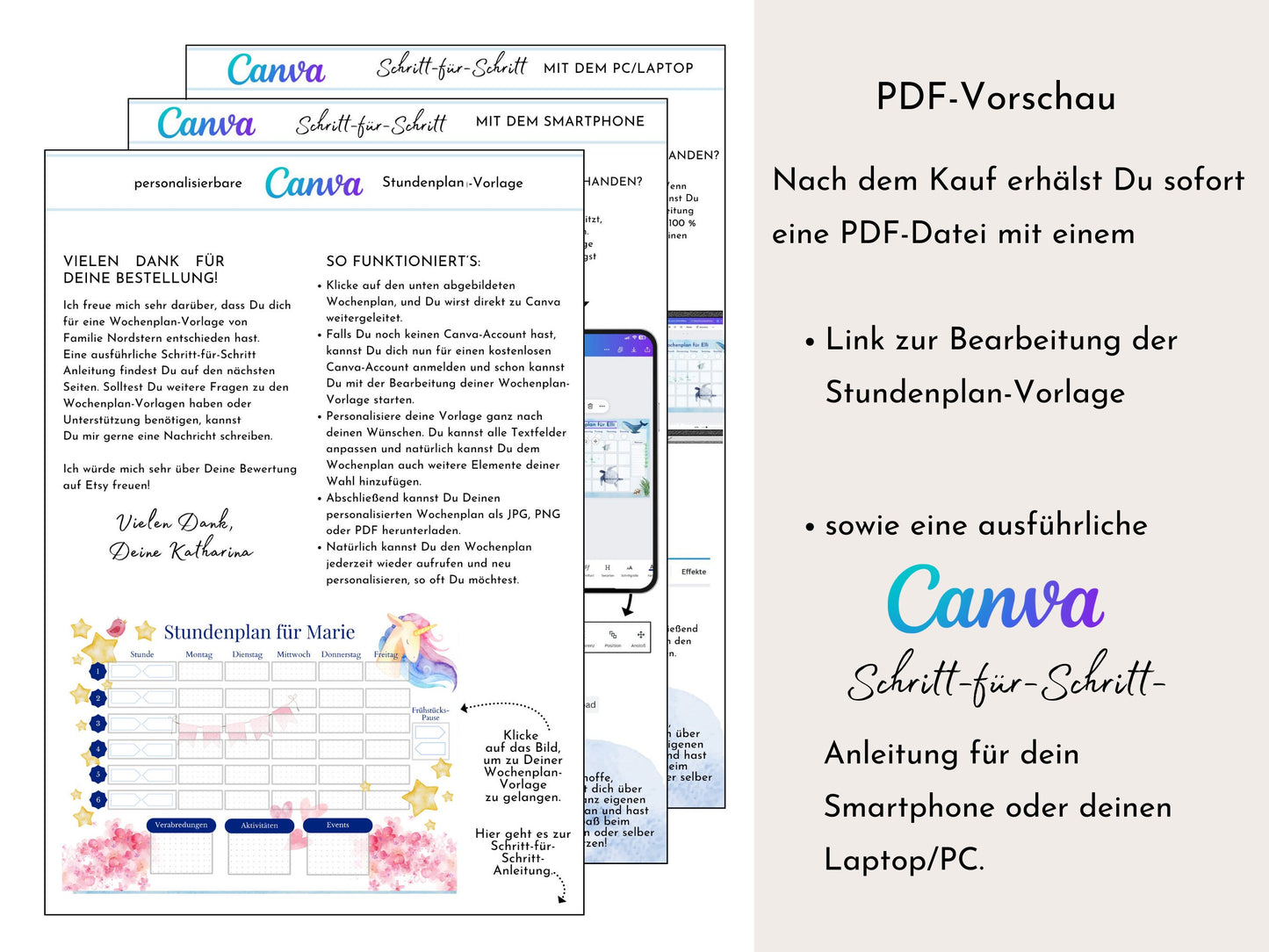 Stundenplan mit Namen personalisierbar I Tagesplan Schule Sofort-Download I Kinder Geburtstag Geschenk I Stundenplan digital für Goodnotes