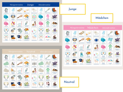 Personalisierte Morgenroutine u. Abendroutine "Bär und Reh", Sofort-Download, 60 Routinekarten, Montessori Routineplan von Familie Nordstern