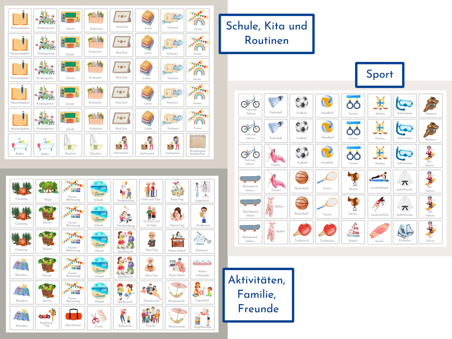 Wochenplan für Kinder, 288 Kärtchen, PDF Sofort-Download zum Ausdrucken, Geburtstagsgeschenk und zum Verschenken "Flamingo"