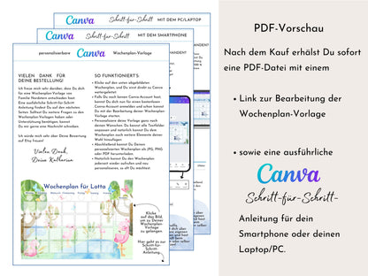 Wochenplan für Kinder, 288 Kärtchen, PDF Sofort-Download zum Ausdrucken, Geburtstagsgeschenk und zum Verschenken "Flamingo"