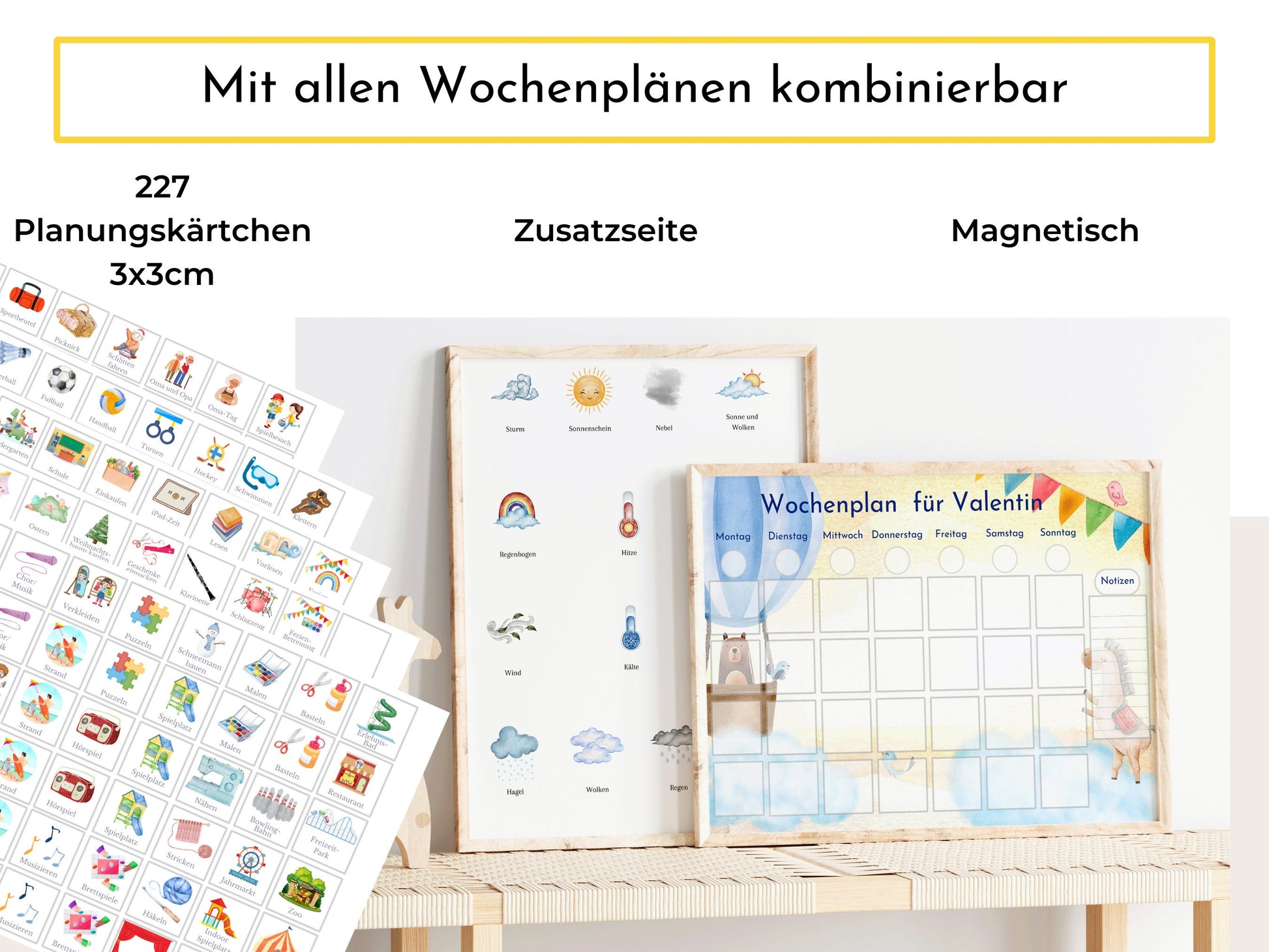 Personalisierte Morgenroutine u. Abendroutine "Bär und Reh", Sofort-Download, 60 Routinekarten, Montessori Routineplan von Familie Nordstern