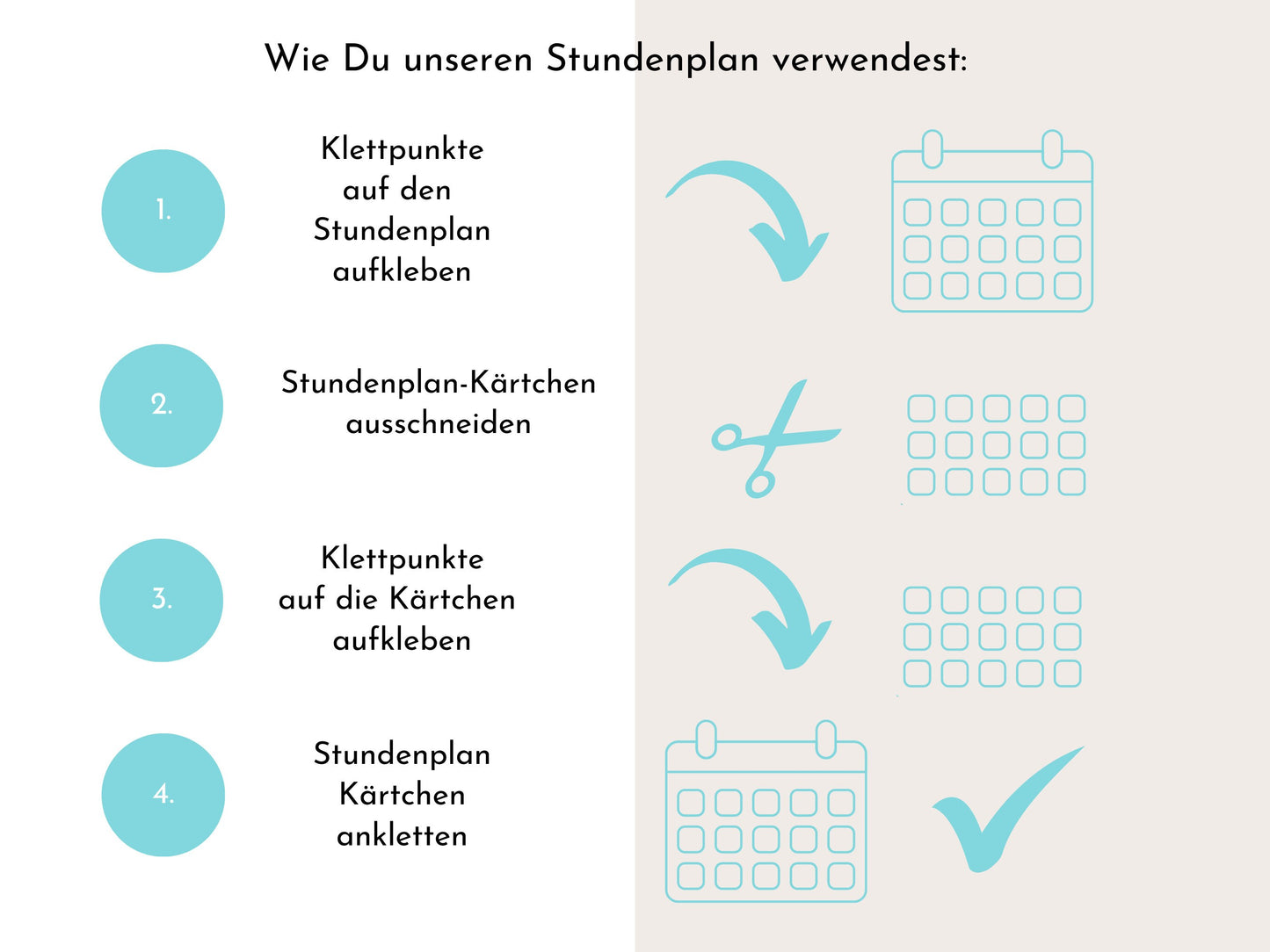 Stundenplan mit 70 Schulfach Kärtchen, personalisiert für die Grundschule, laminiert magnetisch, Geschenkidee Einschulung "Meeresgrund"