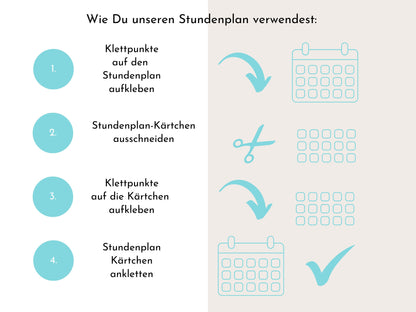 Stundenplan mit 70 Schulfach Kärtchen, personalisiert für die Grundschule, laminiert magnetisch, Geschenkidee Einschulung "Meeresgrund"