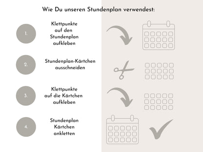 Stundenplan mit 70 Schulfach Karten, personalisiert für die Grundschule, abwischbar laminiert magnetisch, Geschenk Einschulung "Bär"