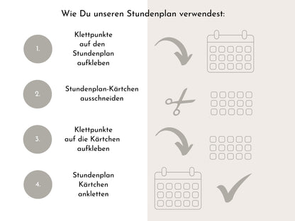 Stundenplan mit 70 Schulfach Karten, personalisiert für die Grundschule, abwischbar laminiert magnetisch, Geschenk Einschulung "Einhorn"