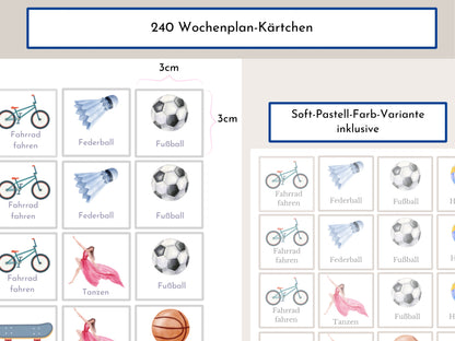 Wochenplan für Kinder mit 288 Routine Karten, personalisierbar, Sofort-Download, Geschenkidee zum Geburtstag "Meerjungfrau"