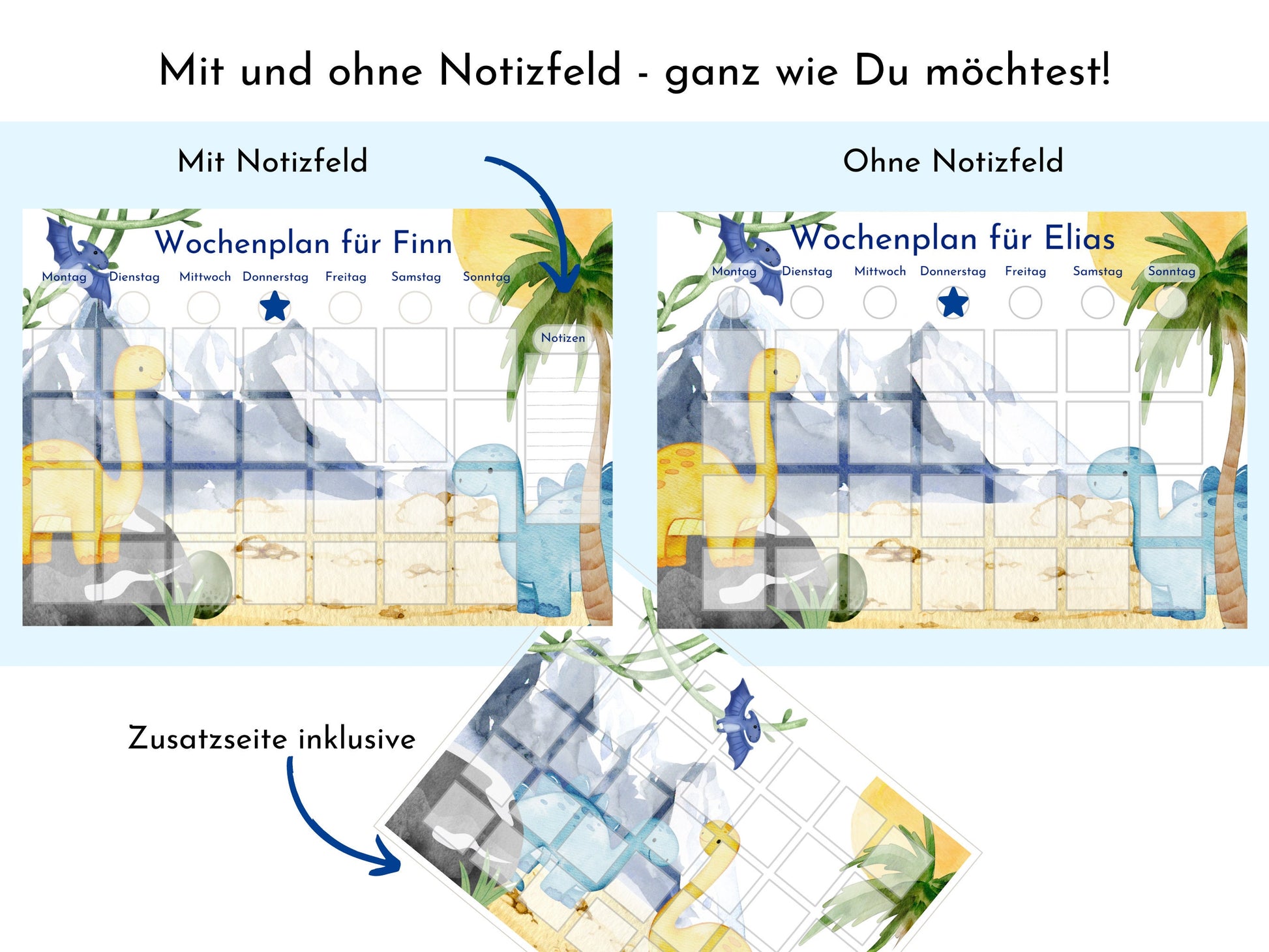 Wochenplan "Dinos" für Kinder mit 288 Routine Karten, PDF Sofort-Download, personalisierbar, Geburtstagsgeschenk und zum Verschenken