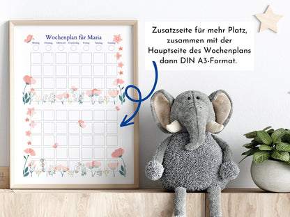 Personalisierter Wochenplan für Kinder und Teenager, 246 Routine Karten, laminiert magnetisch, Geschenkidee Geburtstag Routineplan "Blumen"