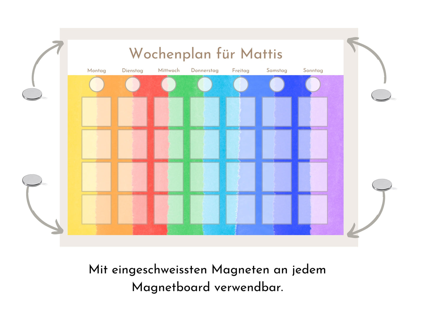 Personalisierter Wochenplan "Montessori Aquarell", für Kinder und Teenager, 246 Routine Bildkarten, Routineplan von Familie Nordstern