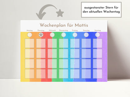 Personalisierter Wochenplan "Montessori Aquarell", für Kinder und Teenager, 246 Routine Bildkarten, Routineplan von Familie Nordstern