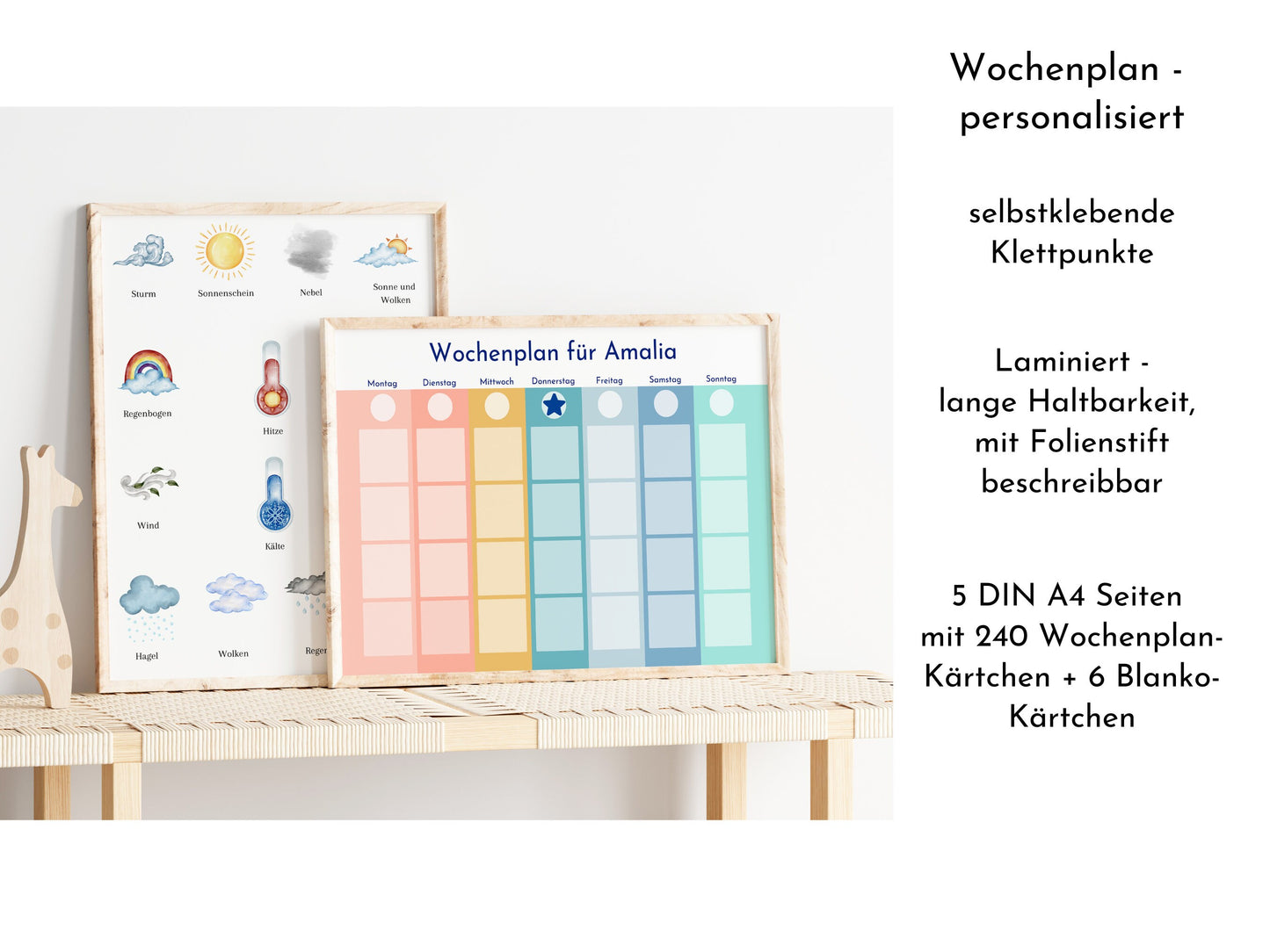 Personalisierter Wochenplan für Kinder und Teenager, 246 Routine Karten, laminiert magnetisch, Routineplan nach Montessori "Regenbogen"