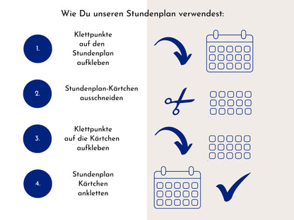 Stundenplan mit 70 Schulfach Karten, personalisiert für die Grundschule, optional magnetisch, Geschenkidee Einschulung "Milchstraße"