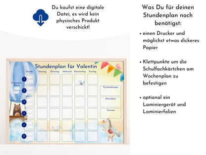 Grundschule Stundenplan mit Schulfach Bildkarten für Kinder, 70 Schulfachkarten zum Ausdrucken, Sofort-Download "Himmlisch"