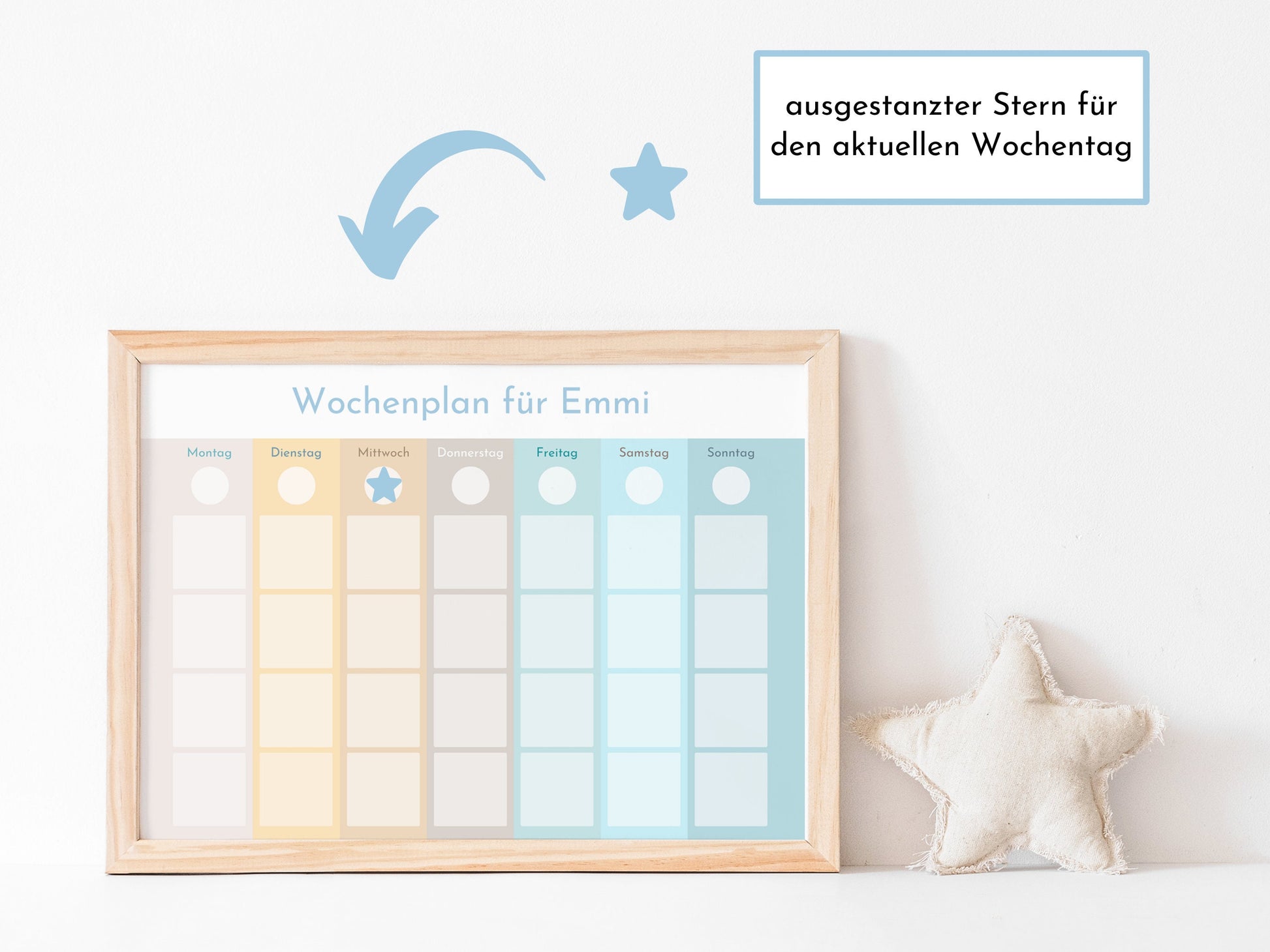 Personalisierter Wochenplan für Kinder und Teenager, 246 Wochenplan Karten, laminiert magnetisch, Klett, Geburtstag Geschenk Farben "Beach"