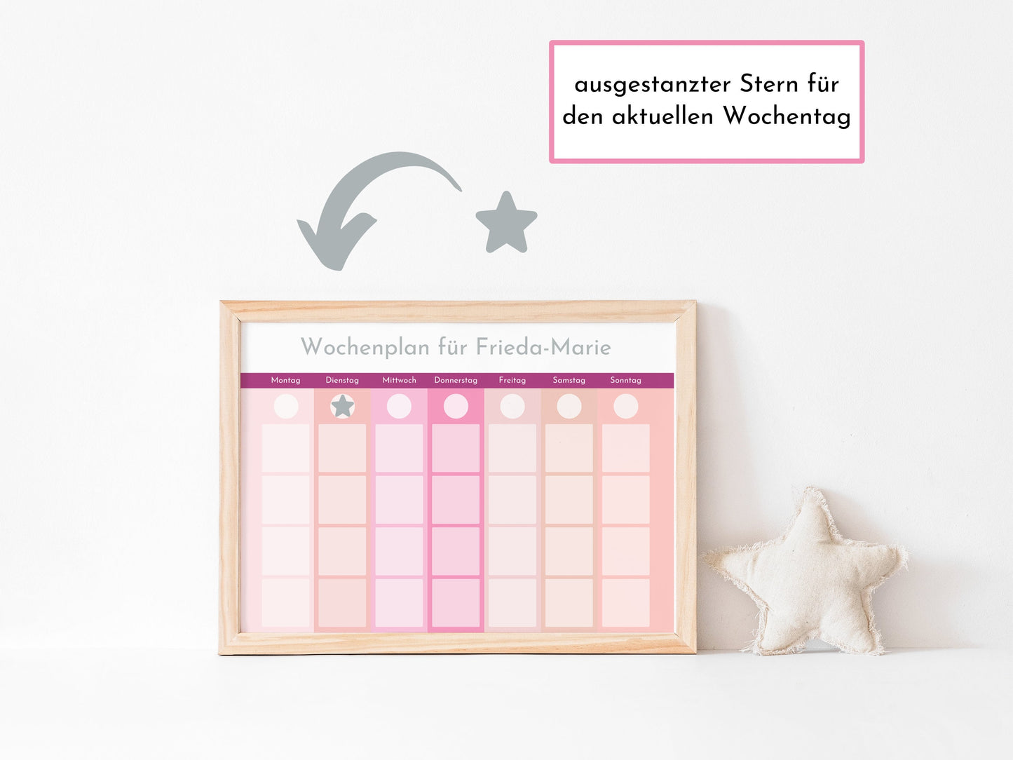 Personalisierter Wochenplan, Kinder und Teenager, 246 Wochenplan Karten, Klett laminiert magnetisch, Montessori Routineplan "Pastell Beeren"