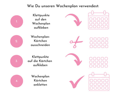 Personalisierter Wochenplan, Kinder und Teenager, 246 Wochenplan Karten, Klett laminiert magnetisch, Montessori Routineplan "Pastell Beeren"