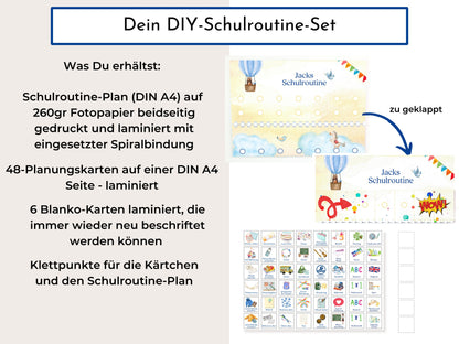 Routineplan für Schulkinder mit 48 Routine Karten, personalisiert, flexible Planung für den Schultag, fördert die Selbstständigkeit