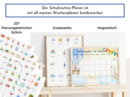 Routineplan für Schulkinder 48 Routine Karten, personalisiert, Schultag flexibel planen, fördert Selbstständigkeit, Schulroutine "Ballon"