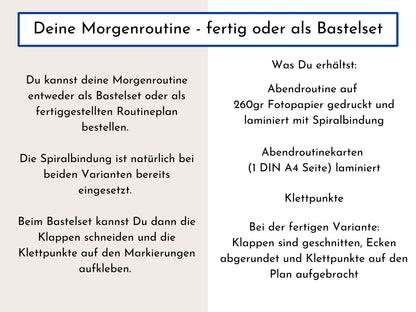 Morgenroutine "Reh und Bär" für Kinder, personalisiert, doppelseitig bedruckt, flexible Routine mit 20 Morgenroutine Karten, Spiralbindung