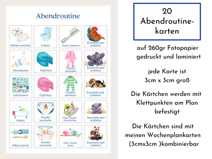 Abendroutine "Bauernhof" für Kinder, personalisiert, doppelseitig bedruckt, flexible Routine mit 20 Abendroutine Karten, mit Spiralbindung