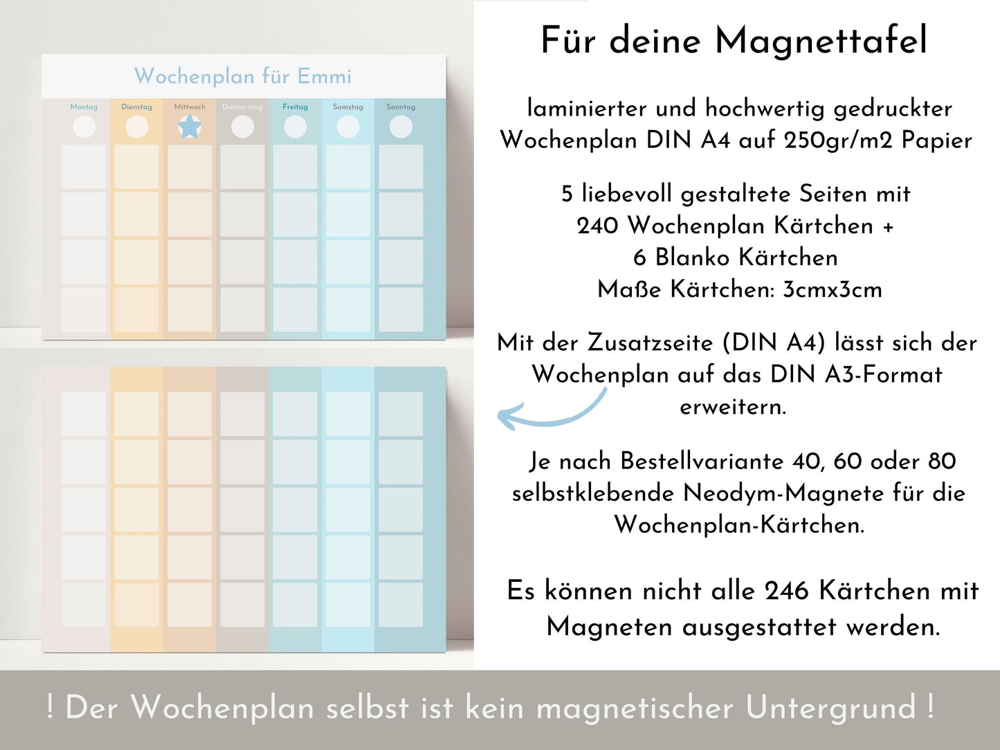 Personalisierter Wochenplan für Kinder und Teenager, 246 Routine Karten, Tagesplan mit 40-80 Magneten, Routineplan "Dinosaurier"