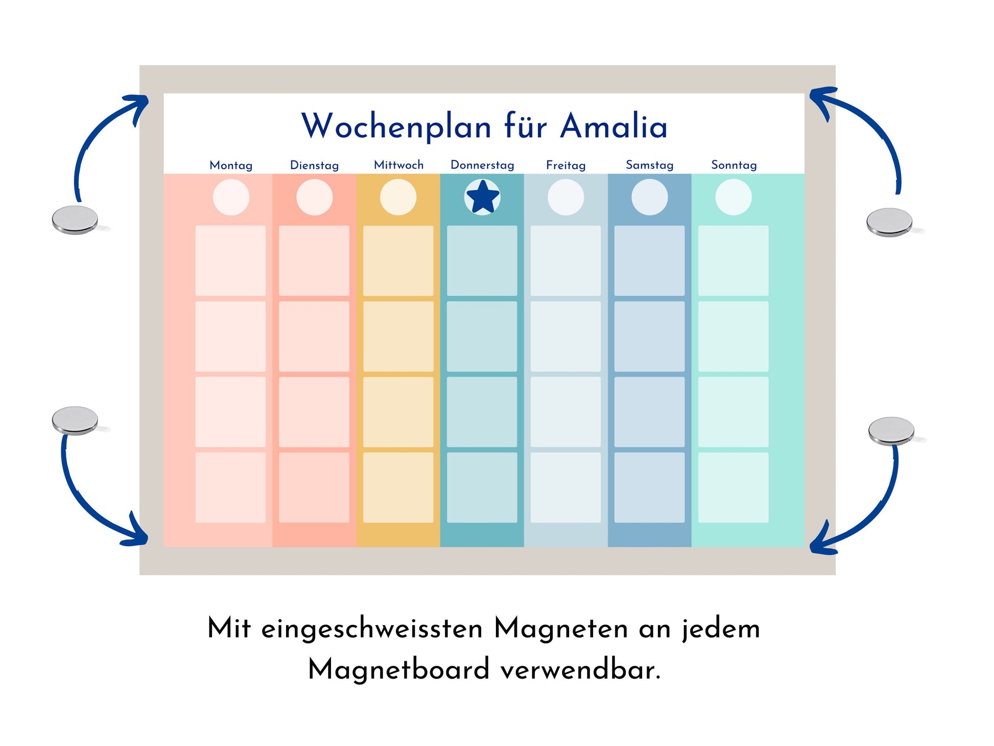 Personalisierter Wochenplan für Kinder und Teenager, 246 Routine Karten, laminiert magnetisch, Routineplan nach Montessori "Regenbogen"