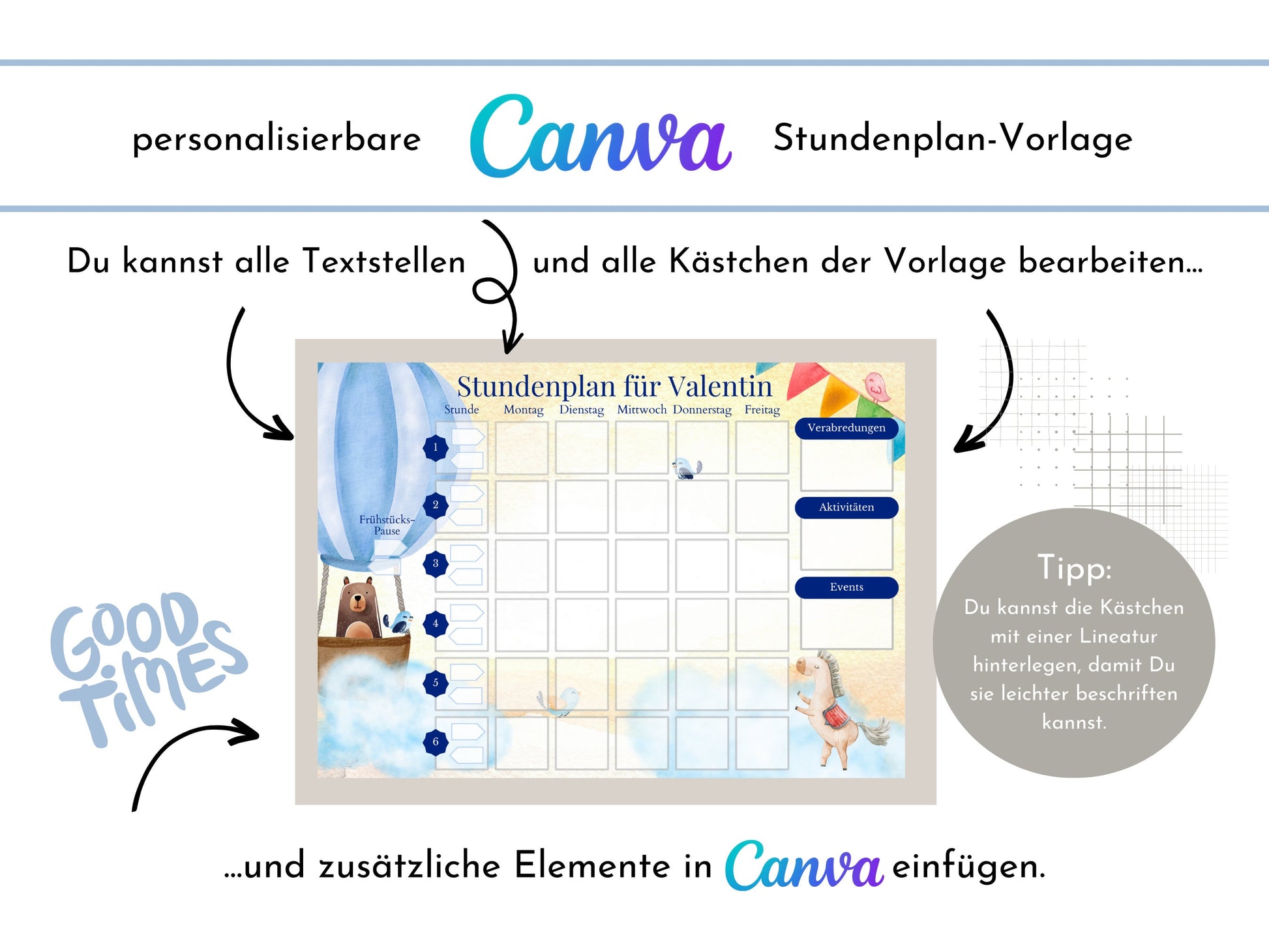 Grundschule Stundenplan mit Schulfach Bildkarten für Kinder, 70 Schulfachkarten zum Ausdrucken, Sofort-Download "Himmlisch"