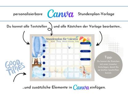 Grundschule Stundenplan mit Schulfach Bildkarten für Kinder, 70 Schulfachkarten zum Ausdrucken, Sofort-Download "Himmlisch"