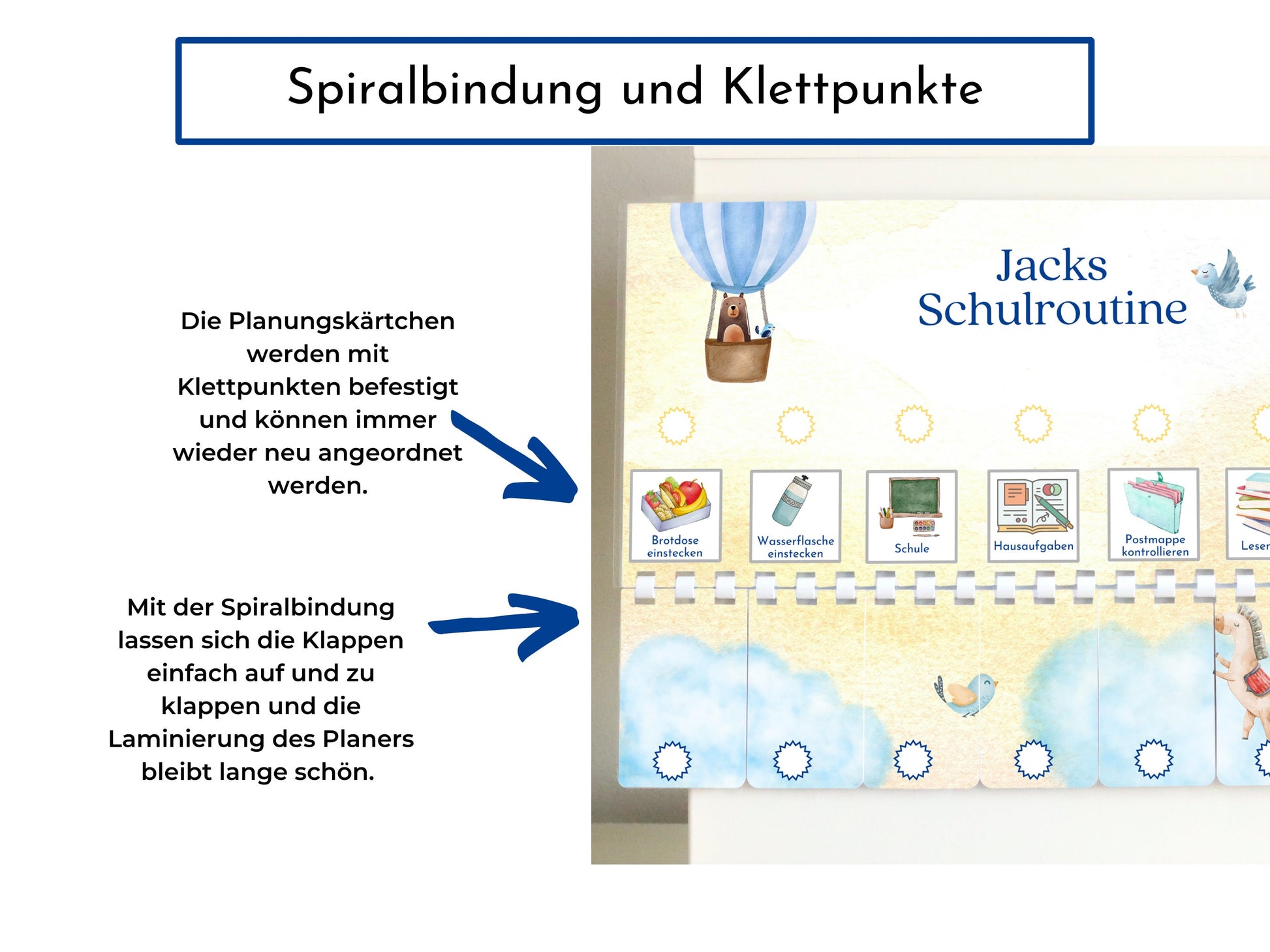 Routineplan für Schulkinder mit 48 Routine Karten, personalisiert, flexible Planung für den Schultag, fördert die Selbstständigkeit