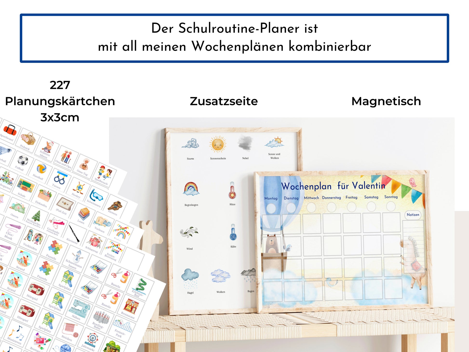 Routineplan für Schulkinder mit 48 Routine Karten, personalisiert, flexible Planung für den Schultag, fördert die Selbstständigkeit