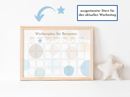 Magnetboard Wochenplan "Wasser und Sand" für Kinder und Teenager, 246 Routine Karten, Neodym-Magnete, Tagesplan für einen entspannten Alltag