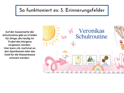 Routineplan für Schulkinder 48 Routine Karten, personalisiert, Schultag flexibel planen, fördert Selbstständigkeit, Schulroutine "Ballon"