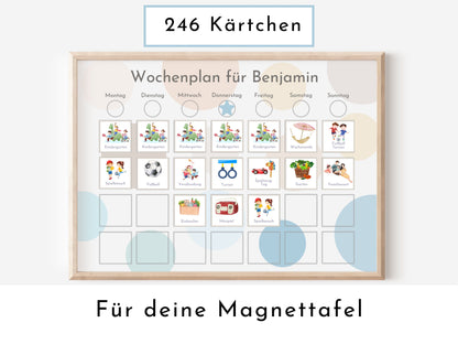 Magnetboard Wochenplan "Wasser und Sand" für Kinder und Teenager, 246 Routine Karten, Neodym-Magnete, Tagesplan für einen entspannten Alltag