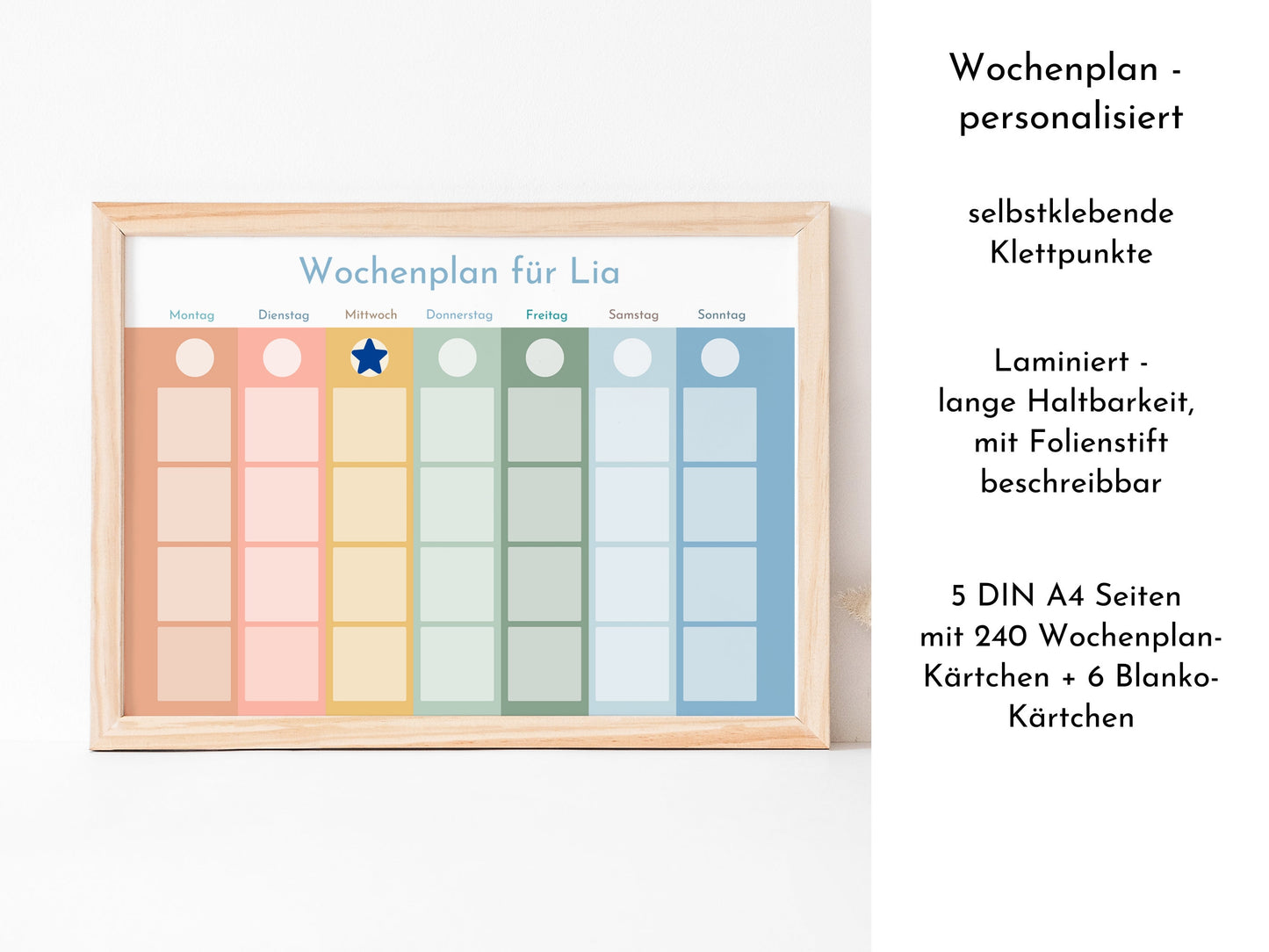 Wochenplan "Himmel und Erde" mit Name personalisiert, 246 Routine Karten, laminiert magnetisch, Routineplan für Kinder und Jugendliche