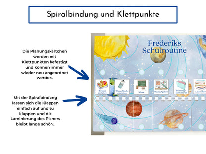 Routineplan "Milchstraße" für Schulkinder, 48 Routine Karten, personalisiert, den Schultag flexibel planen, fördert die Selbstständigkeit