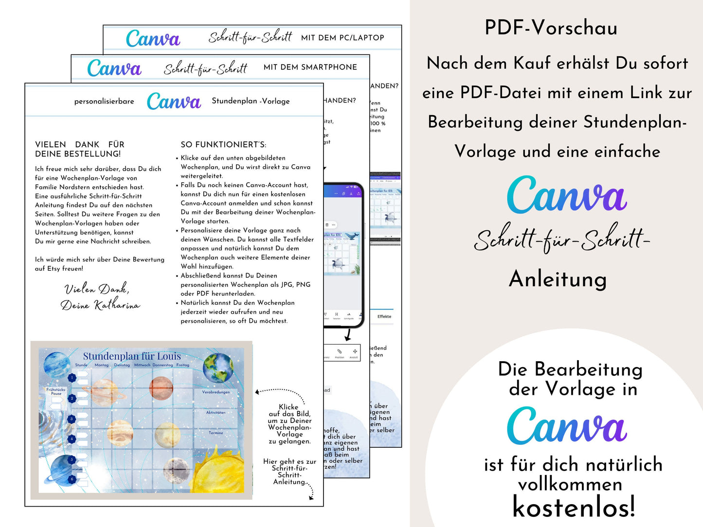 Stundenplan "Milchstraße" für die Grundschule mit Schulfach Bildkarten für Kinder, 70 Schulfachkarten zum Ausdrucken, Sofort-Download