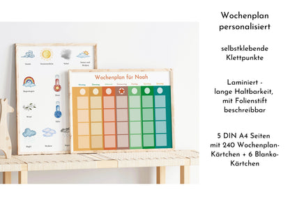 Personalisierter Wochenplan "Bäume", 246 Routine Karten, Klett, laminiert, magnetisch, Montessori Routineplan für Kinder und Jugendliche