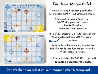 Wochenplan für dein Magnetboard, 246 Routine Karten für Kinder und Jugendliche, Neodym-Magnete, Routineplan "Milchstraße"