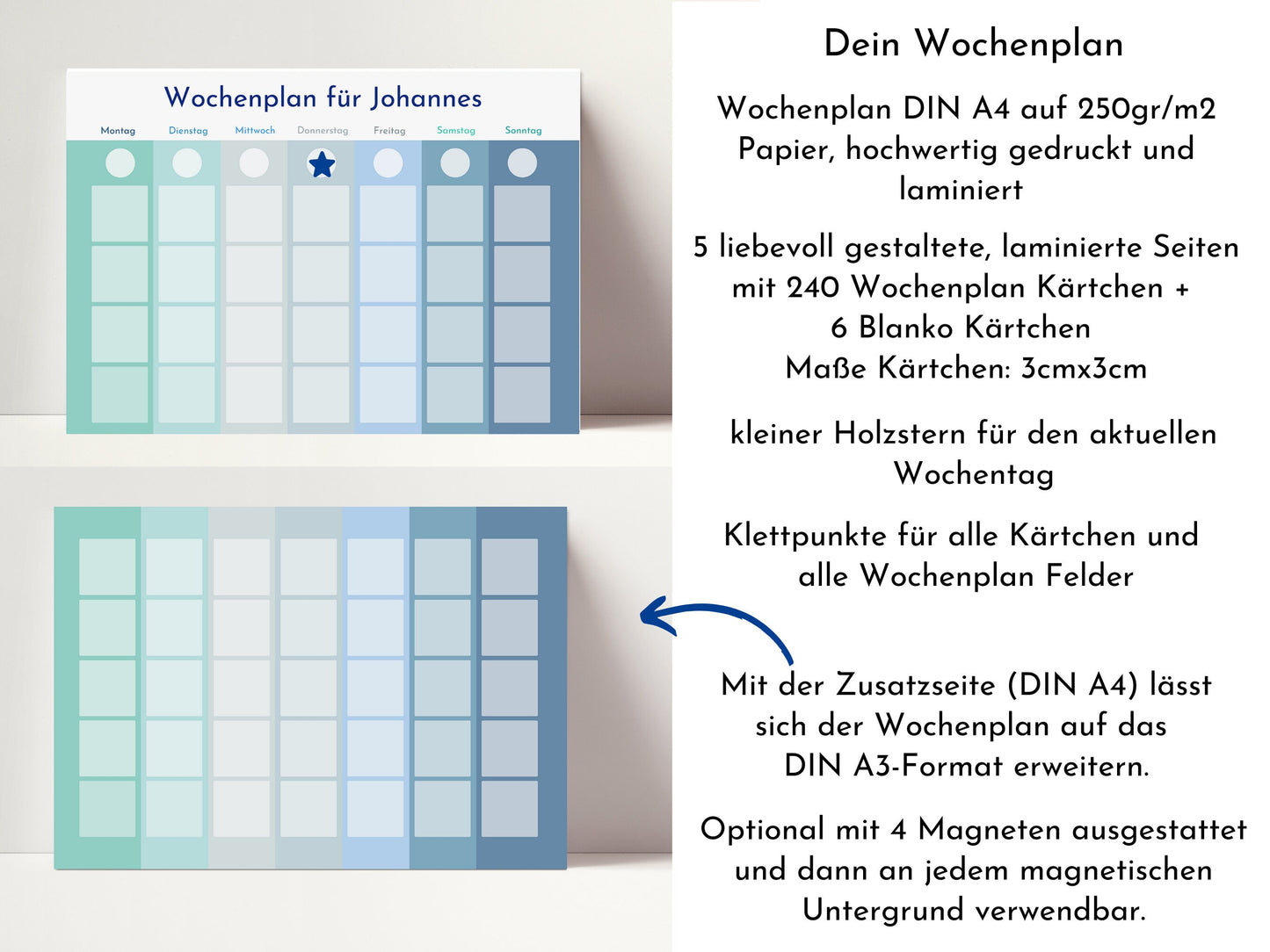 Personalisierter Wochenplan für Kinder und Teenager, 246 Routine Karten, laminiert magnetisch, Routineplan nach Montessori "Winter"