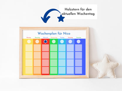 Wochenplan "Montessori" mit Name personalisiert, 246 Routine Karten, laminiert magnetisch Klett, Routineplan für Kinder und Jugendliche