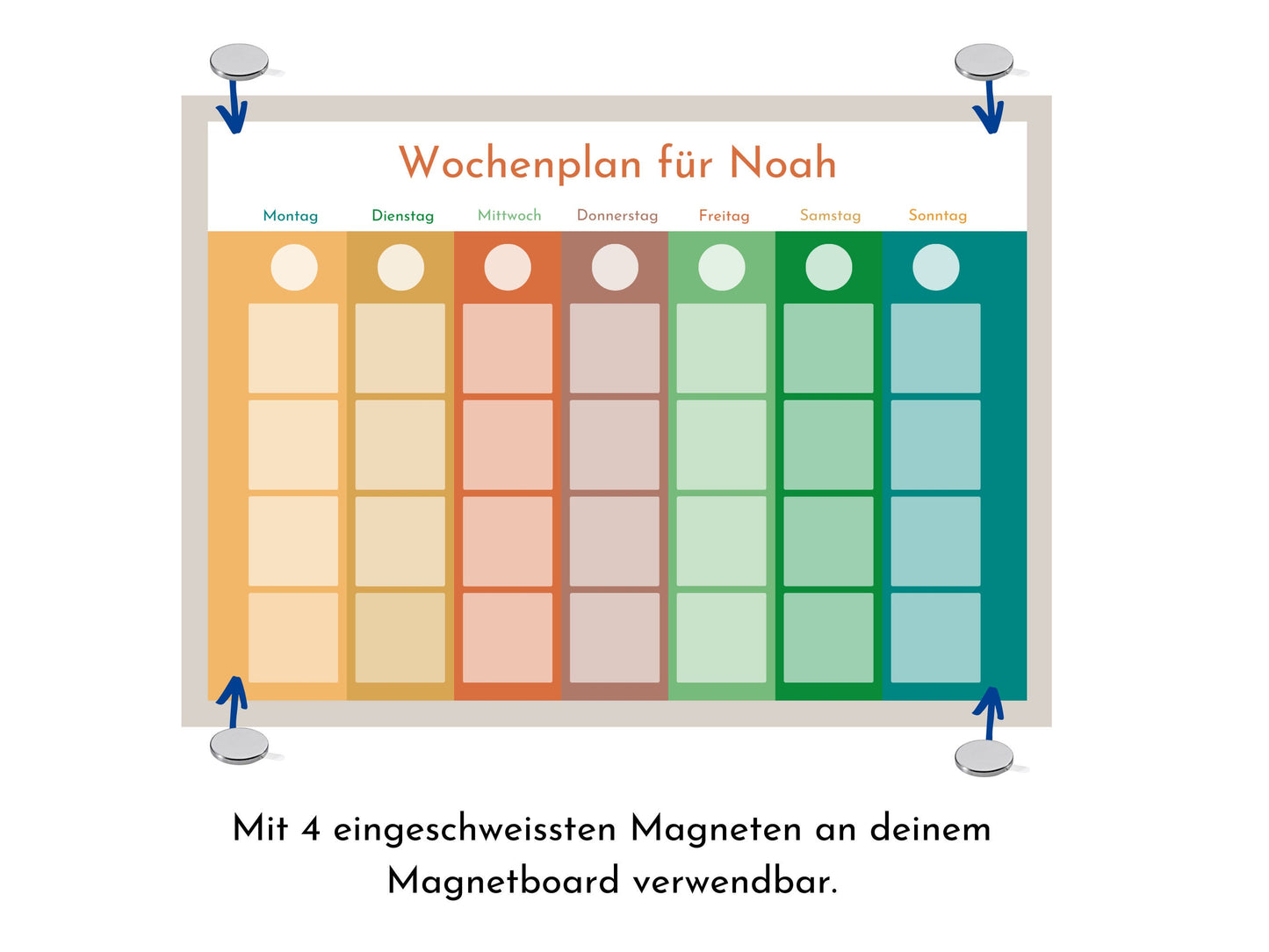 Personalisierter Wochenplan "Bäume", 246 Routine Karten, Klett, laminiert, magnetisch, Montessori Routineplan für Kinder und Jugendliche