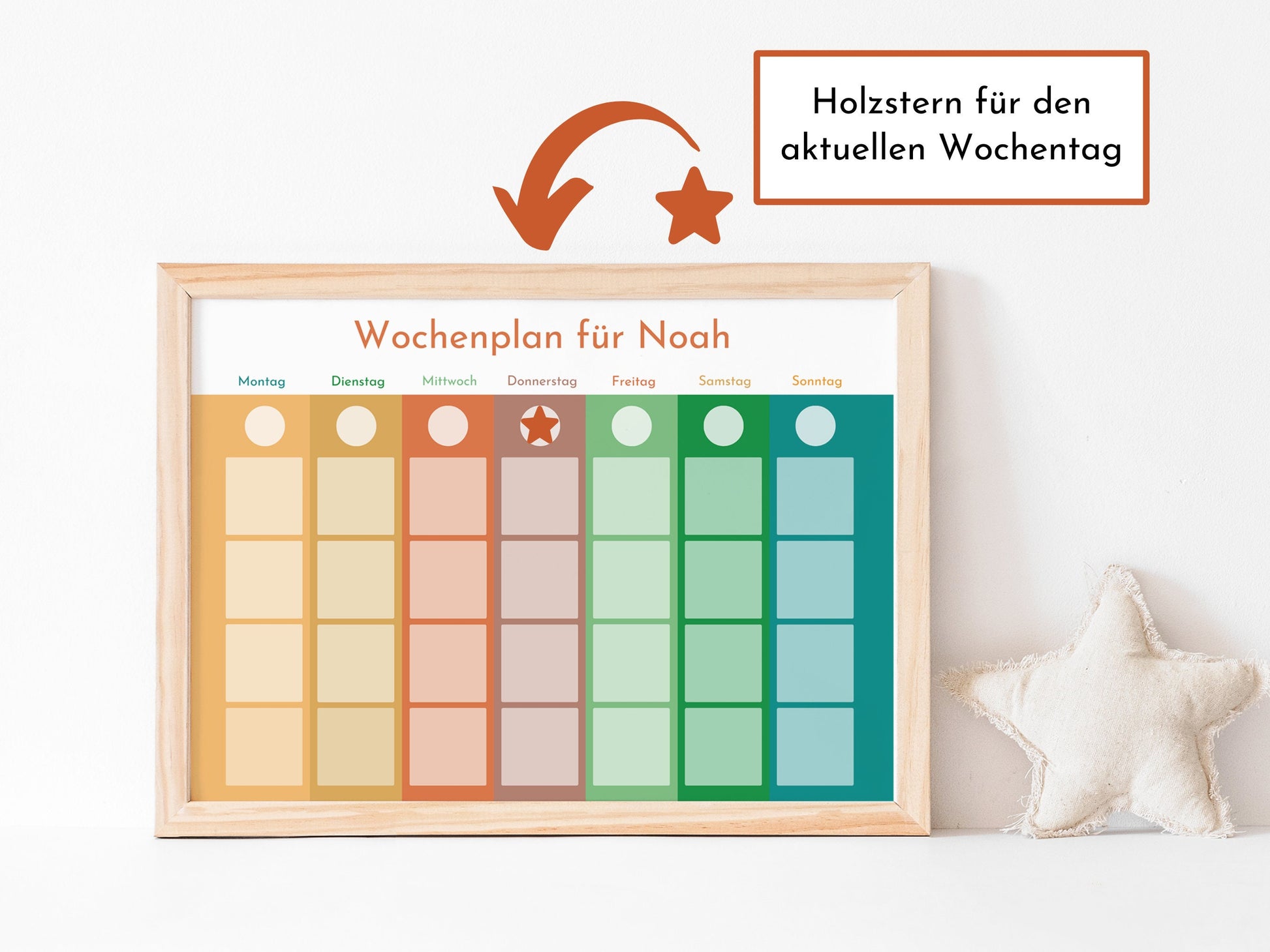 Personalisierter Wochenplan "Bäume", 246 Routine Karten, Klett, laminiert, magnetisch, Montessori Routineplan für Kinder und Jugendliche