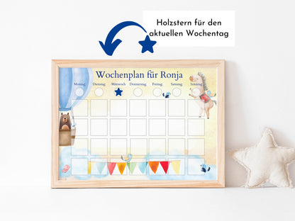 Personalisierter Wochenplan "Heissluftballon" personalisiert für Kinder mit 246 Routine Karten, Montessori Routineplan von Familie Nordstern