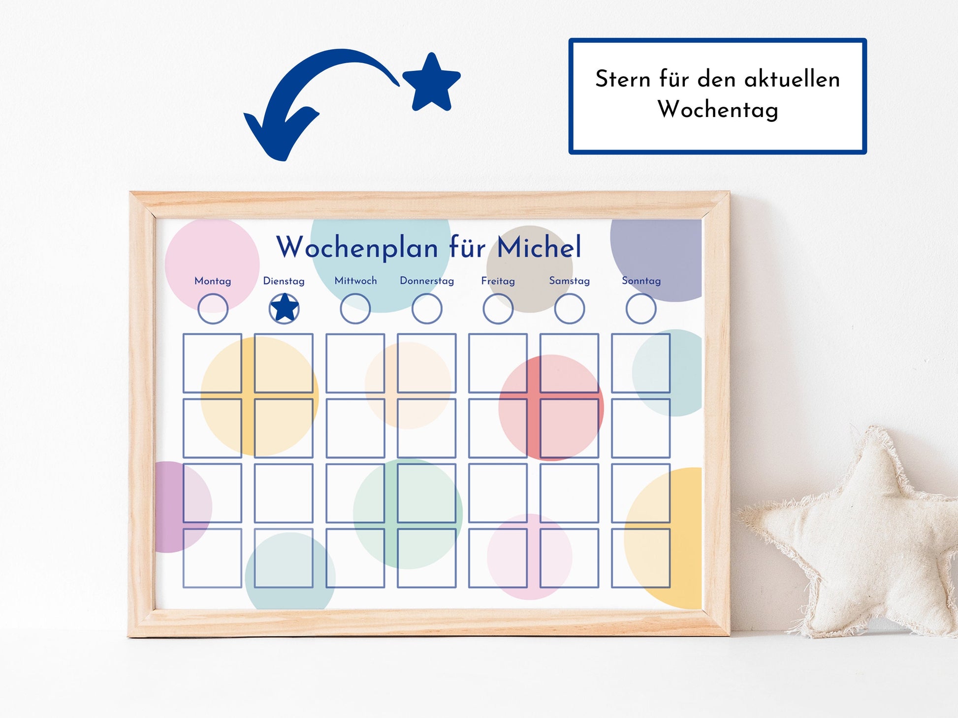 Magnetboard Wochenplan "Bunte Kreise" für Kinder, 246 Routine Karten, 40-80 Neodym-Magnete, Montessori Routineplan von Familie Nordstern