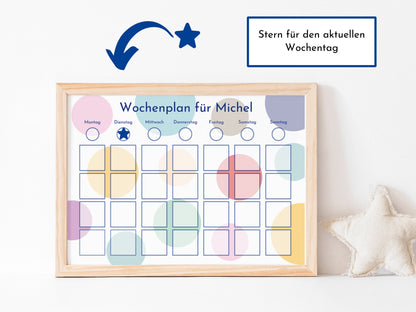 Magnetboard Wochenplan "Bunte Kreise" für Kinder, 246 Routine Karten, 40-80 Neodym-Magnete, Montessori Routineplan von Familie Nordstern