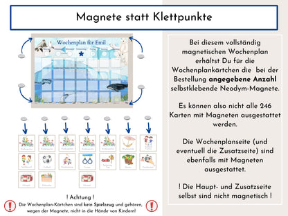 Magnetboard Wochenplan "Polarmeer" für Kinder und Teenager, 246 Routine Karten, 40-80 Neodym-Magnete, Routineplan von Familie Nordstern