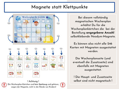 Wochenplan für dein Magnetboard, 246 Routine Karten für Kinder und Jugendliche, Neodym-Magnete, Routineplan "Milchstraße"