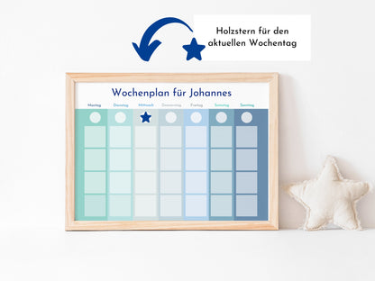 Magnetboard Wochenplan "Winter" personalisiert, Kinder und Teenager, 246 Routine Karten, Neodym-Magnete, Routineplan von Familie Nordstern