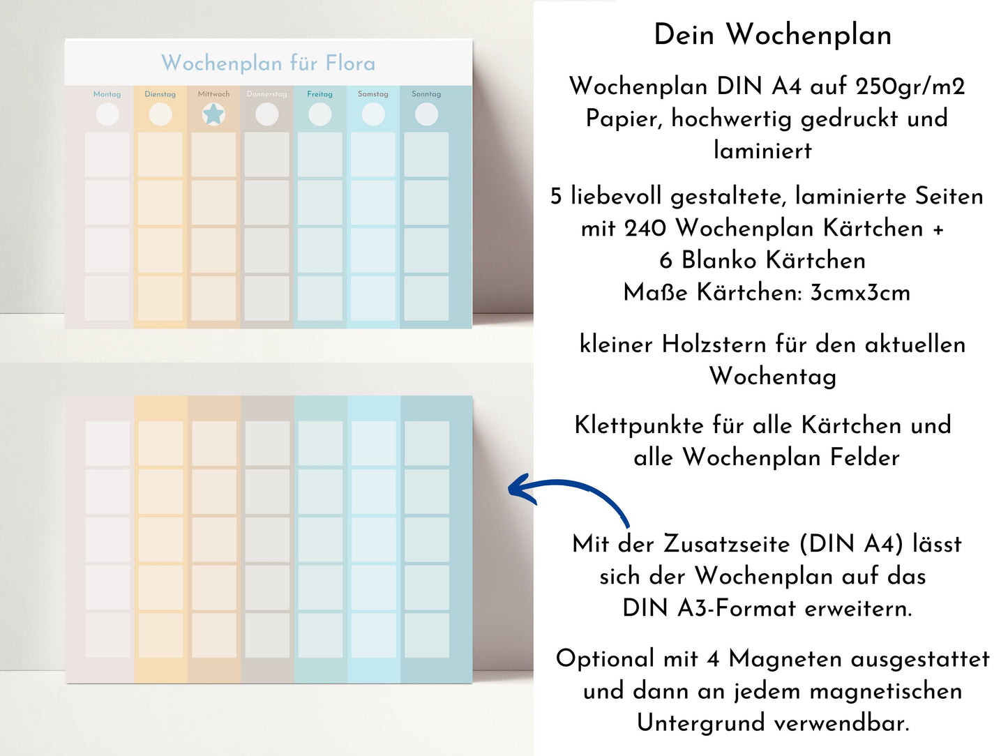 Personalisierter Wochenplan "Beach" für Kinder und Teenager, 246 Routine Karten, magnetisch, Montessori Routineplan von Familie Nordstern